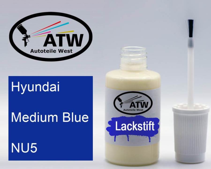 Hyundai, Medium Blue, NU5: 20ml Lackstift, von ATW Autoteile West.